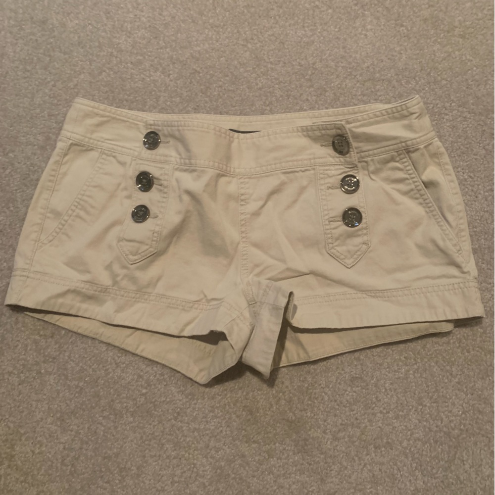 Express Double Breasted Cuffed Sailor Shorts khaki